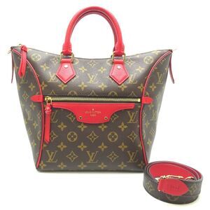 Louis Vuitton Tournel PM Handbag Monogram Cerise Red x Brown